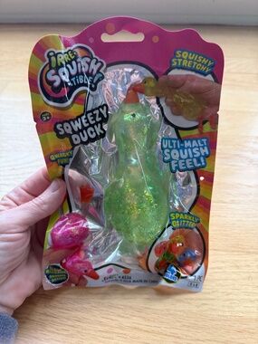 JA-RU Squishy Green Glitter Duck Fidget Toy Stretchy Squeezy Kids NEW